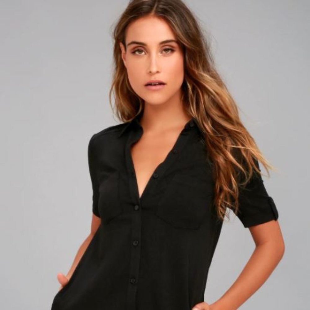 Lulu's Oxford Comma Shirt Dress Size M